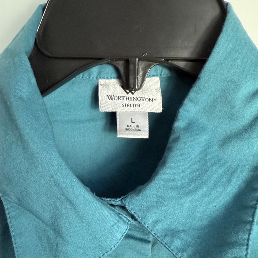 Worthington Turquoise Button-Up Blouse - Picture 3 of 7